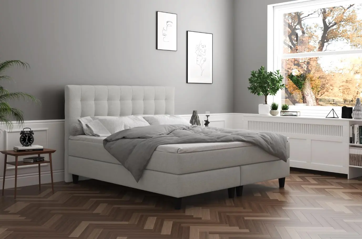 Schwedische Betten Boxspringbett EVO Standard 180x200 cm in Musa new grey Schwedische Betten Boxspringbett EVO Standard 180x200 cm in Musa new grey
