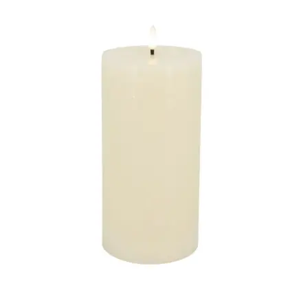 LC Wholesaler LED Stumpenkerze Basic Echtwachs cream rustic 10x20cm 3D-Flamme warmweiß