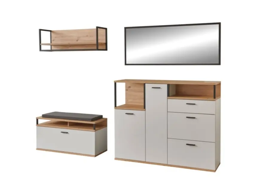 Ideal Sitzkissen für Garderobenbank Basset Grau ca. 85x34x4 cm