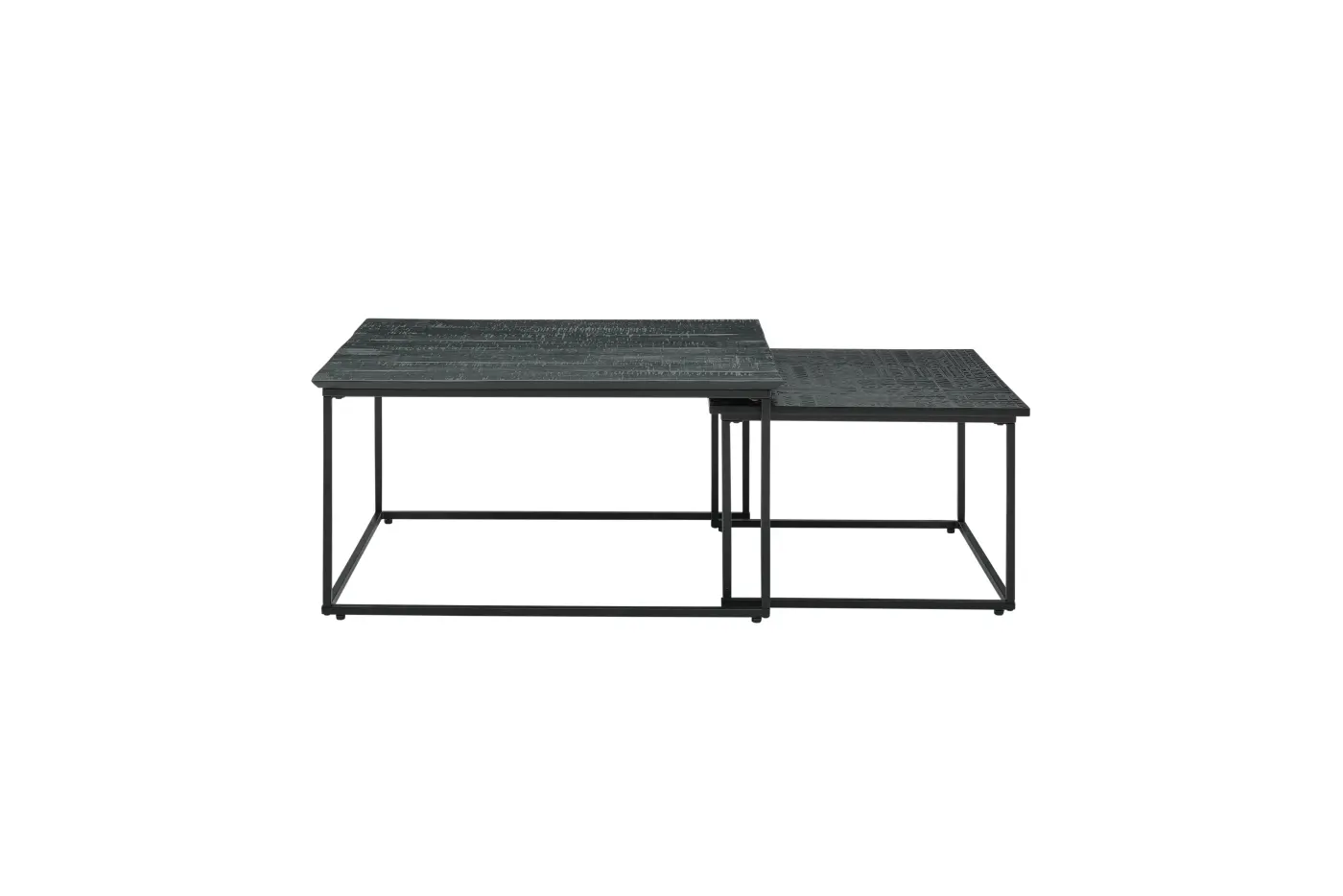 Roomio No. 2001 Couchtisch-2er Set eckig Mango massiv schwarz ca. 80x70 cm