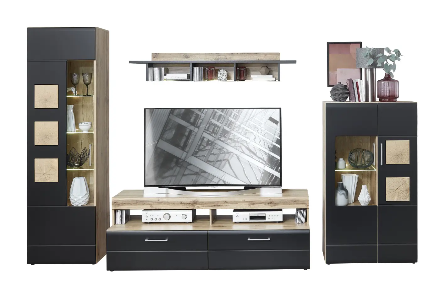 Innostyle TV-, Phono-, Medienmöbel Sonate schwarz, braun, Eiche, Holz