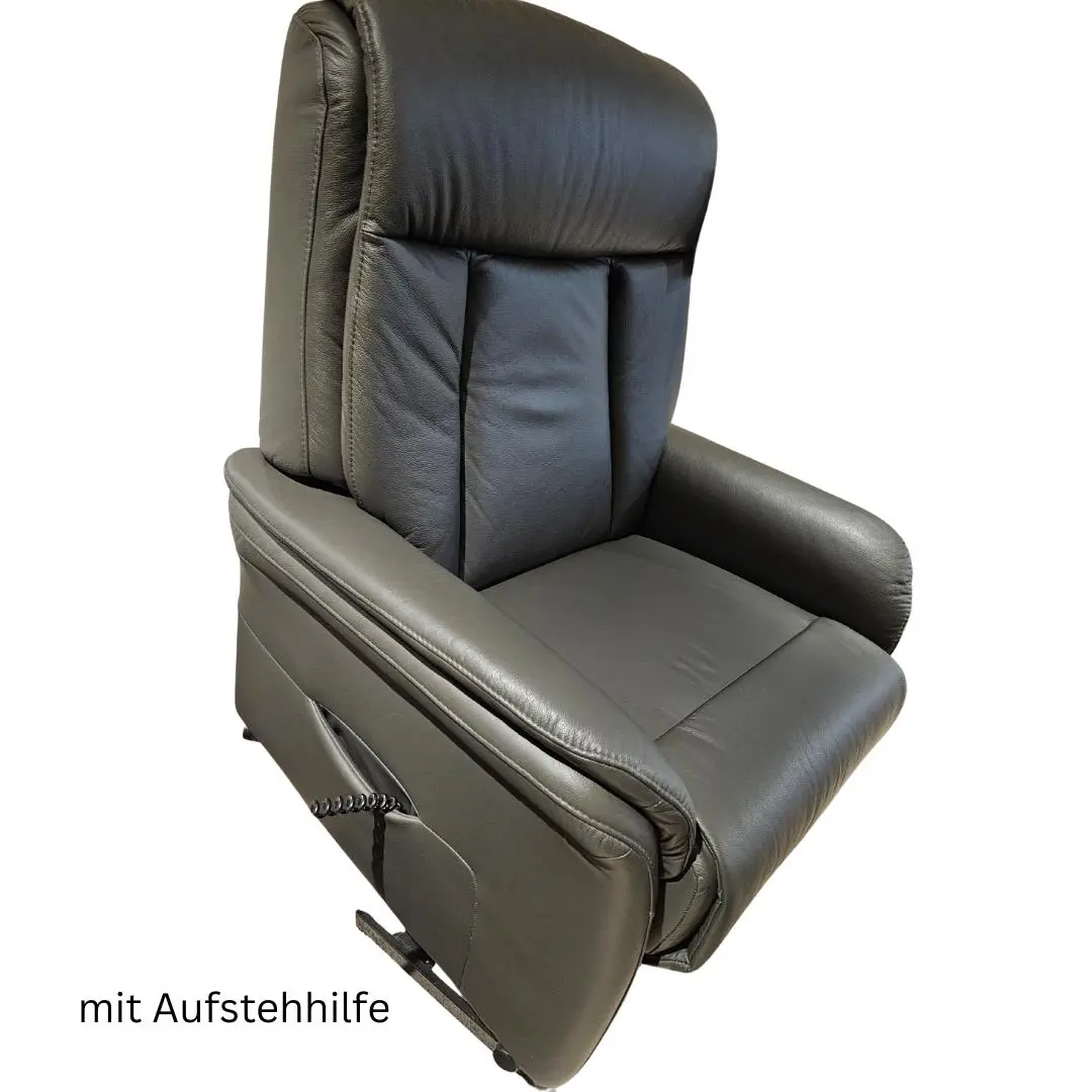 Hukla Relaxsessel Echt Leder Anthrazit mot. Verstellung & Aufstehhilfe ca. LF: 178 cm
