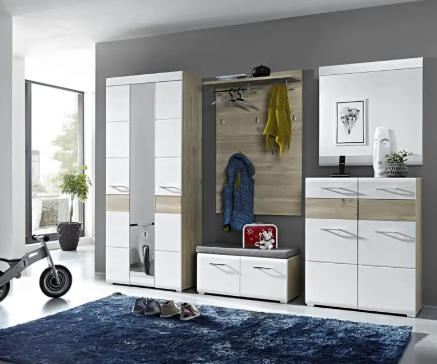 Innostyle Schuhschrank Funny Weiß/Silbereiche ca.84x104x40 cm