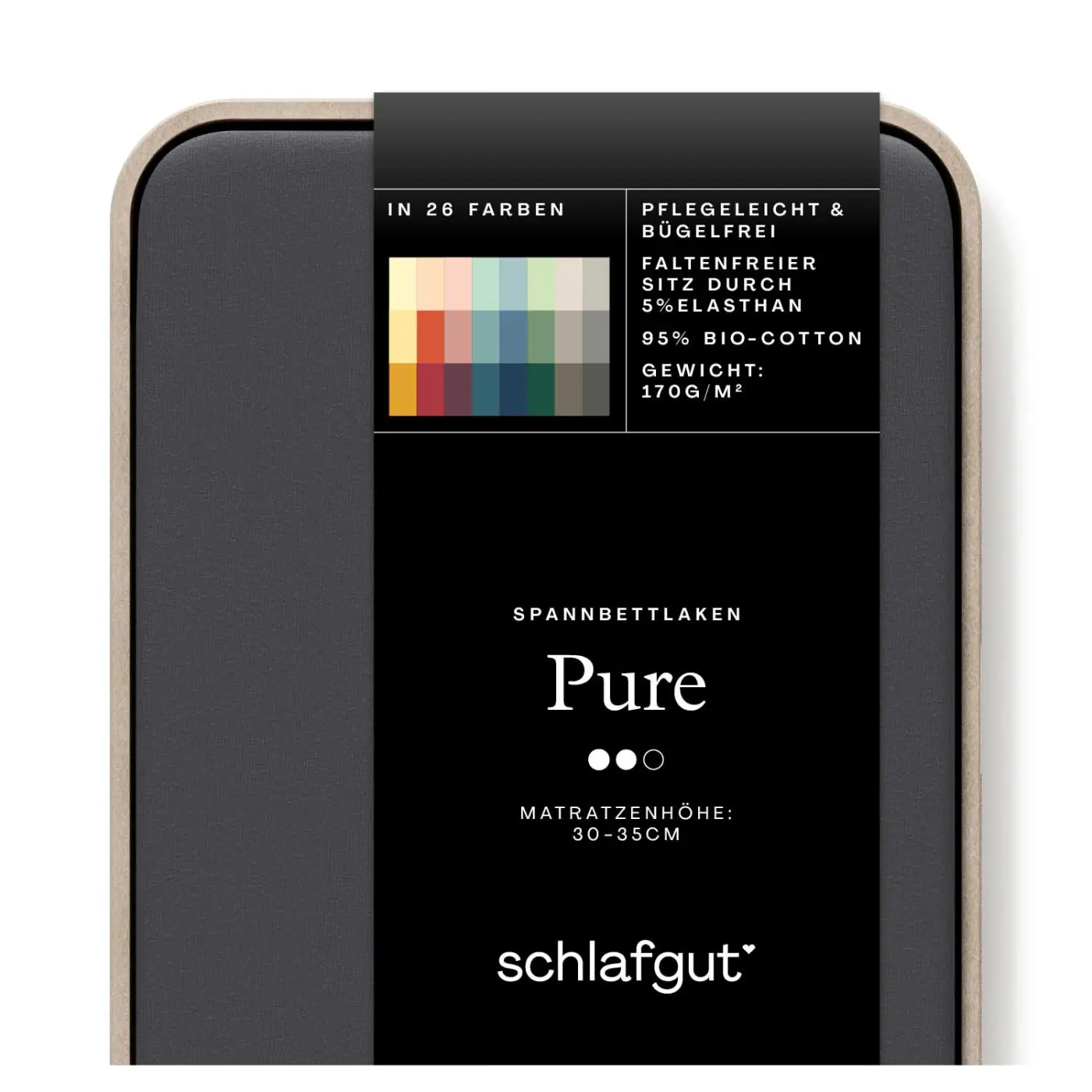 Schlafgut Spannbetttuch Pure 140x200-160x220 cm Grey Deep