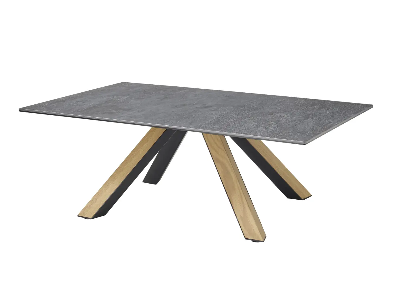 Couchtisch Keramik Anthrazit mit Massivholz BHT ca. 110x 40x70 cm