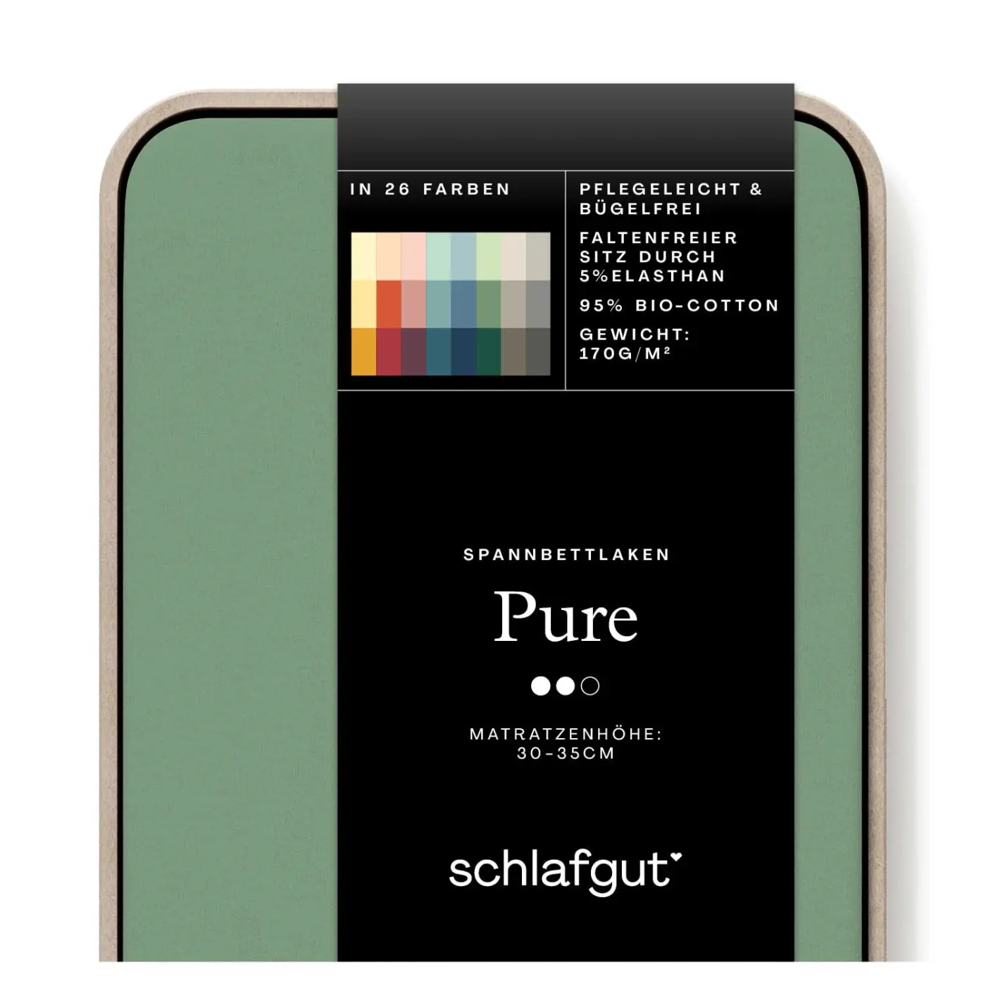 Schlafgut Spannbetttuch Pure 90x190-100x220 cm Green Mid