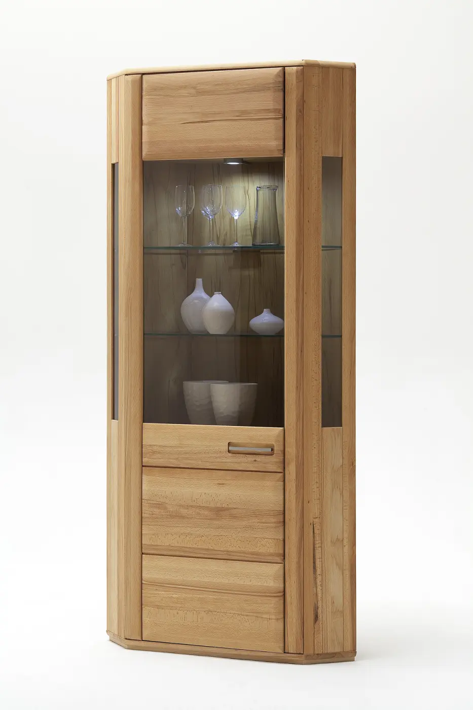 MCA Eckvitrine Kernbuche ca.69x209x69 cm