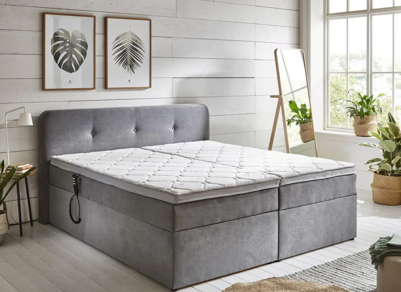 Sun Garden Boxspringbett 180 x 200 cm Grau