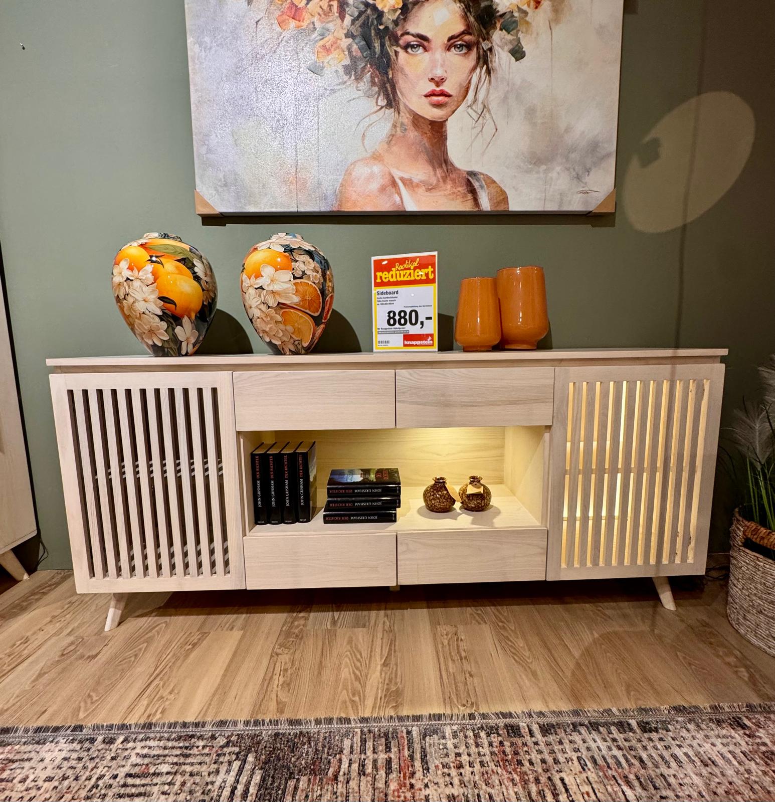 Roomio Sideboard No. 2000 Esche Echtholzfurnier ca. 180x80x40 cm