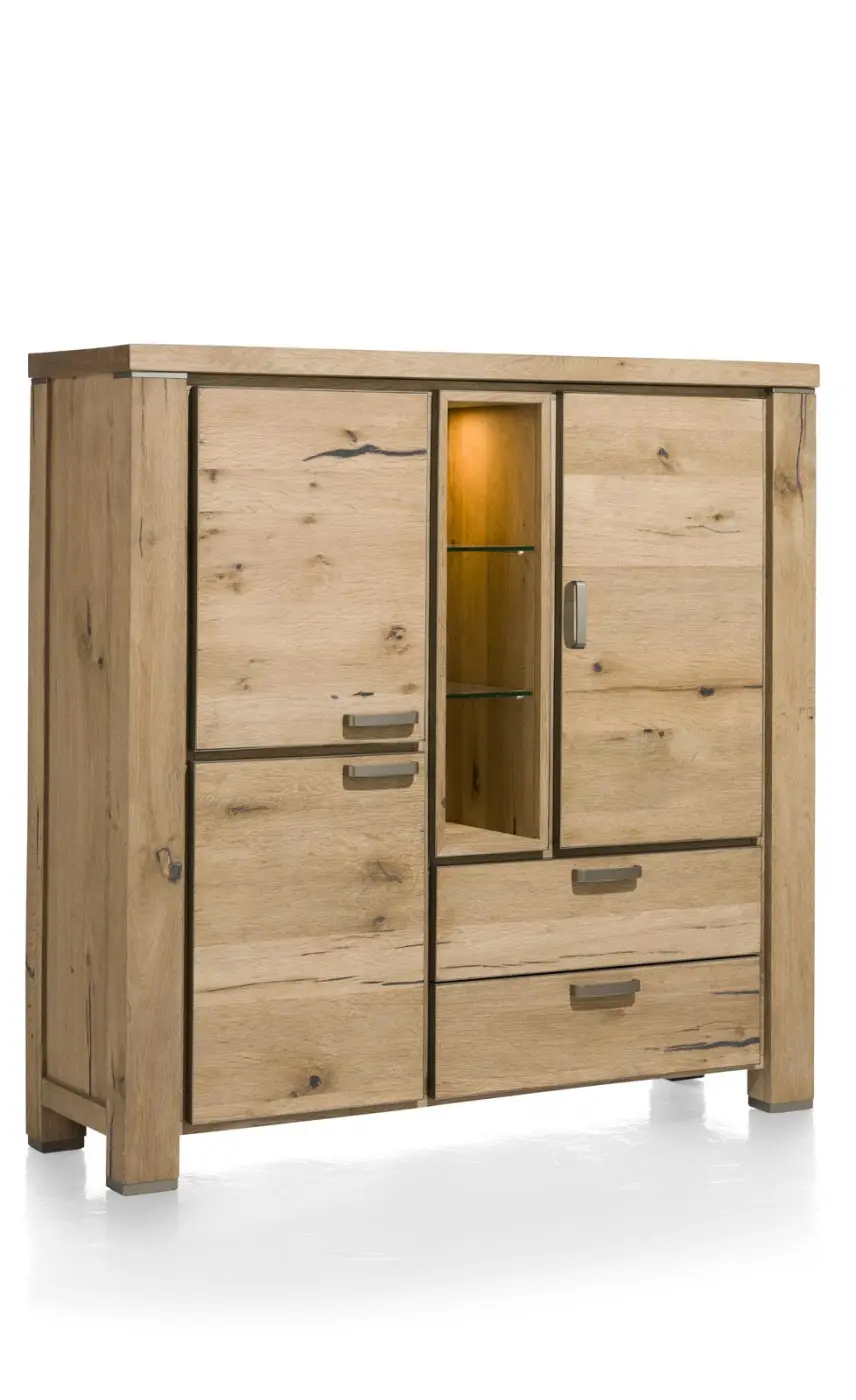 Habufa Highboard Canova 39591RWB, Eiche Railway braun furniert, Griff: silber, ca.140x140x45 cm