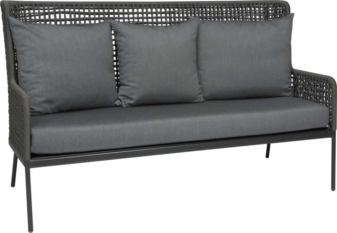 Stern Bank Greta 3-Sitzer Gestell Aluminium Anthrazit inkl. Kissen in Seidengrau mit Kordel