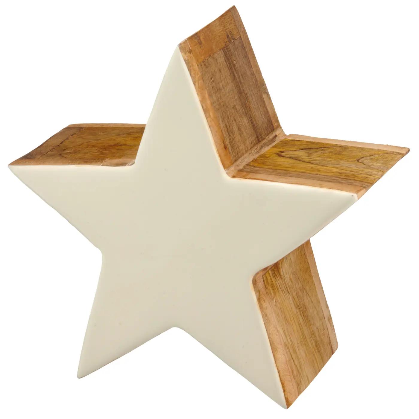 Gasper Stern weiß mit Mangoholz 8,5x30x29 cm