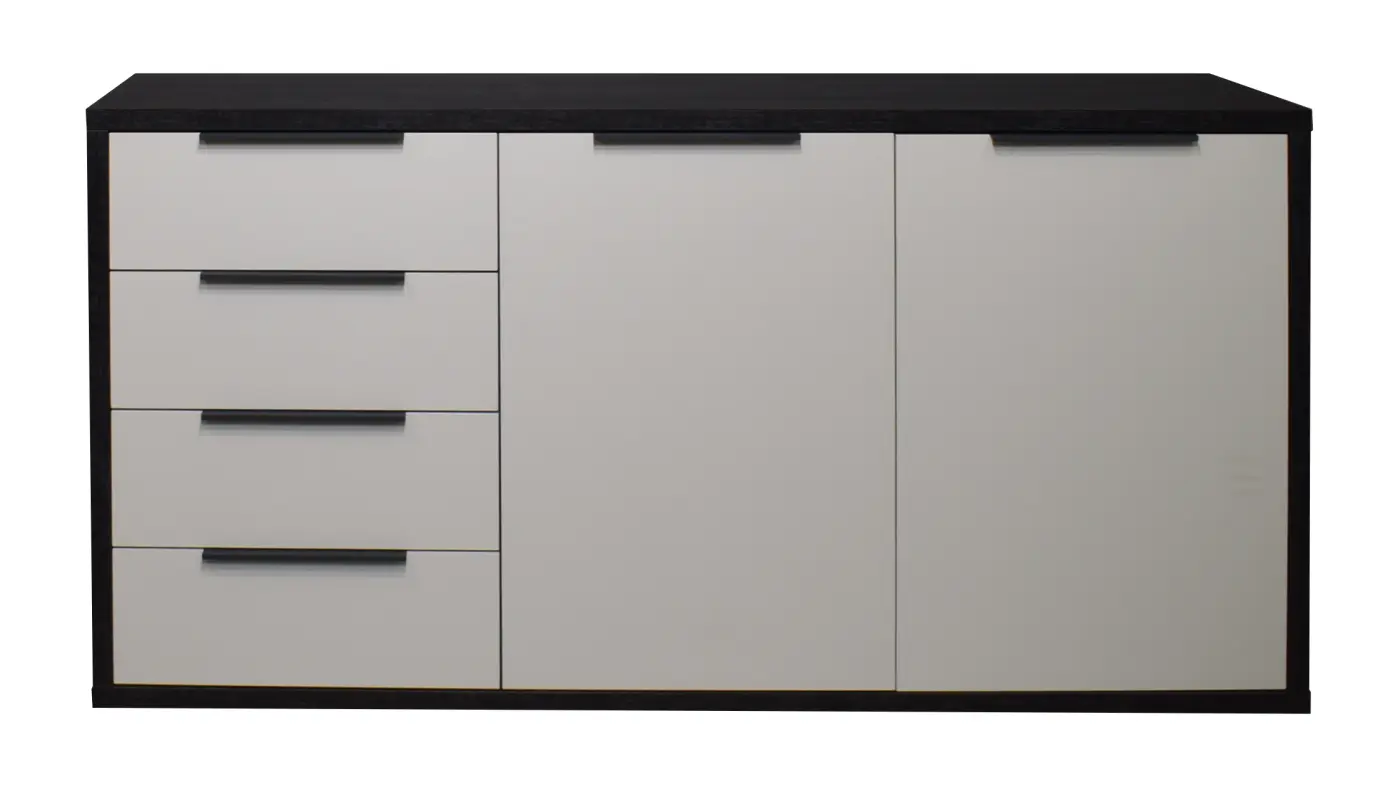 Mäusbacher Kommode flamed wood black / kreidegrau matt lack