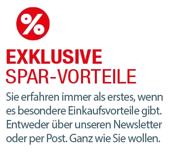 Exklusive Spar-Vorteile mit Informationen zu besonderen Einkaufsaktionen per Newsletter oder Post.
