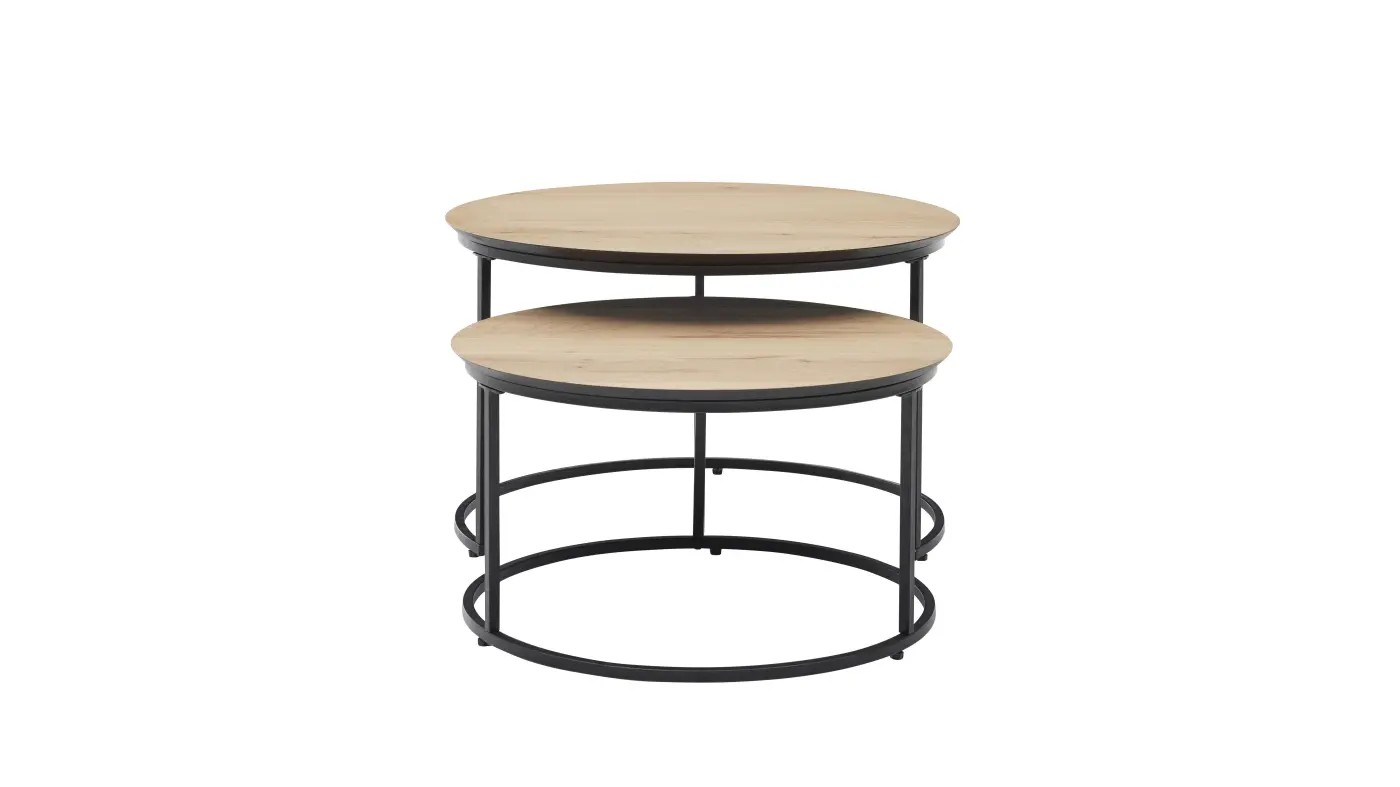 Roomio No. 2002 Couchtisch 2er-Set Eiche natur, ca. 80x70 cm rund