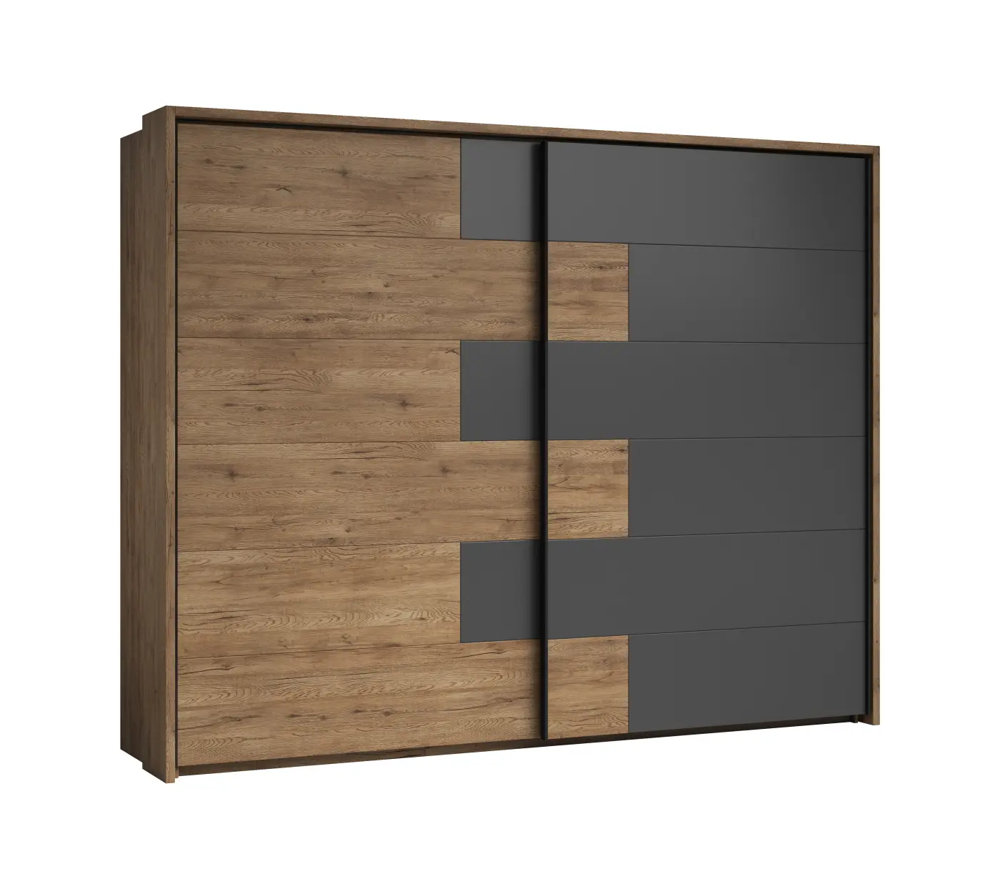 Kleiderschrank Pol Power Schrank LINEA Bartex Eiche/ Graphit