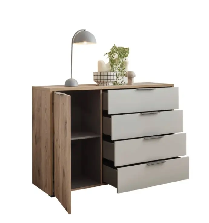 Schlafkontor Kommode Morone Viking Oak/Hellgrau ca. 125x85x38 cm