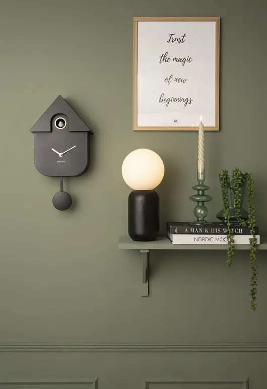 Karlsson Wall Clock Modern Cuckoo Schwarz ca. 21x41x8,5 cm