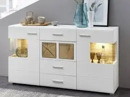 Innostyle Sideboard Fun Plus 10A1WW21 weiß matt, Absatz: Hirnholz Nachbildung, inkl. LED Beleuchtung, BxHxT ca.170x94x42 cm