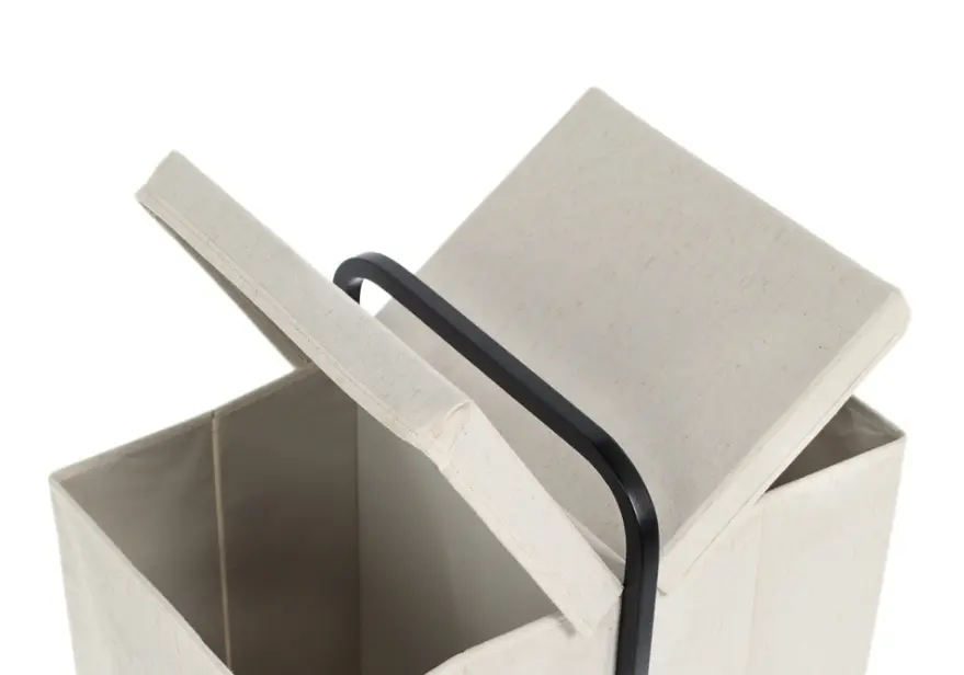 Zeller Wäschesammler Bambus Creme Schwarz ca. 51,5x35,5x62 cm