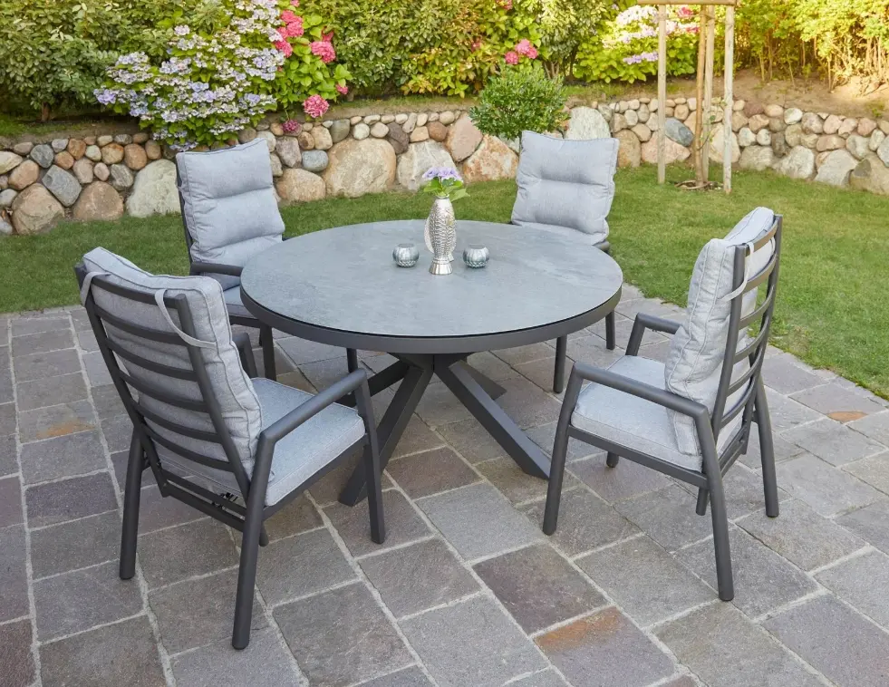 LC Garden Bondino Esstisch rund 150 cm Steingrau/Anthrazit