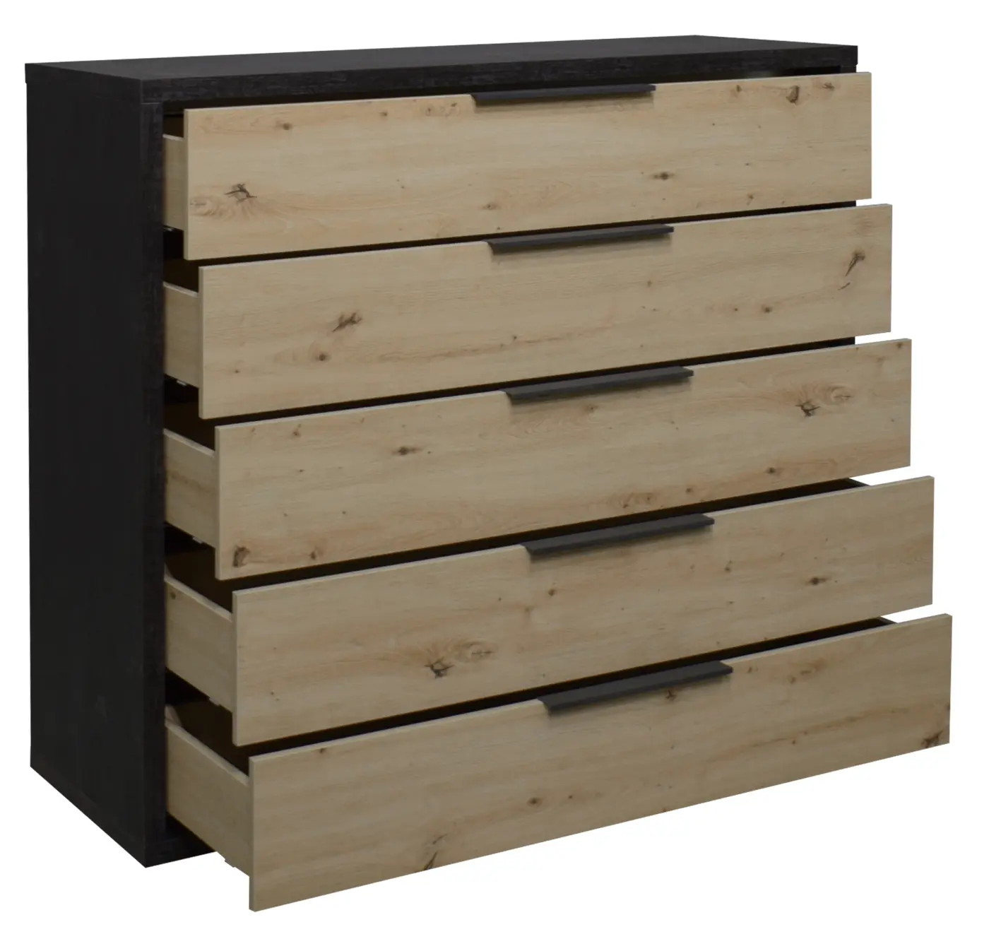 Mäusbacher Kommode Clyde flamed wood black / asteiche Mäusbacher Kommode flamed wood black / asteiche