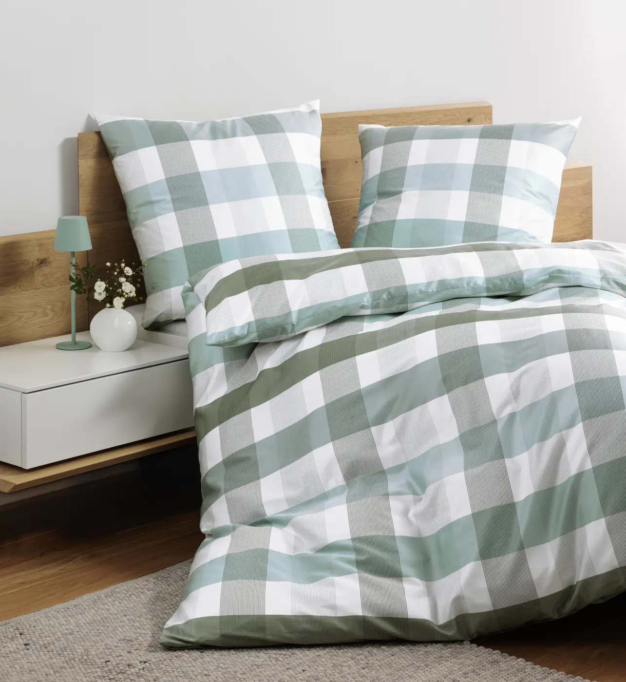 Janine Bettwäsche-Set Moments 155x200+80x80 cm salbei mint