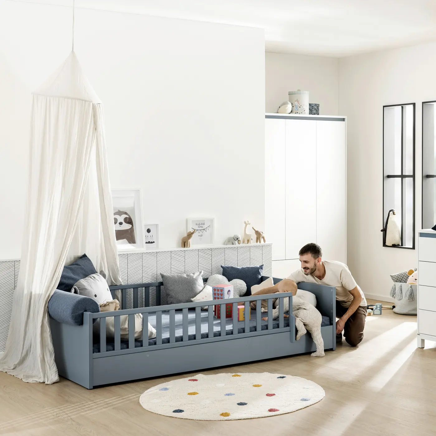 Paidi Bodenbett LITTLE FLO mattblau 90x200 cm Paidi Bodenbett LITTLE FLO mattblau 90x200 cm
