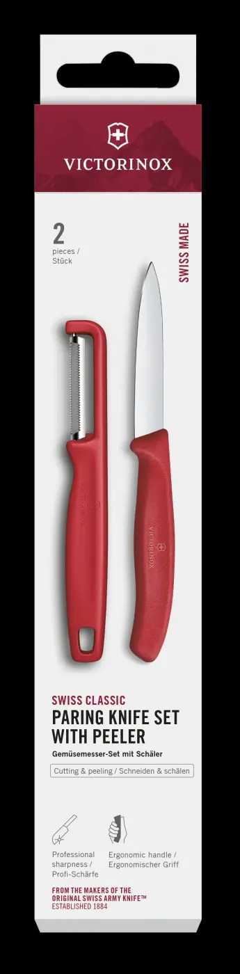 Victorinox I-Schäler und Gemüsemesser Swiss Classic rot