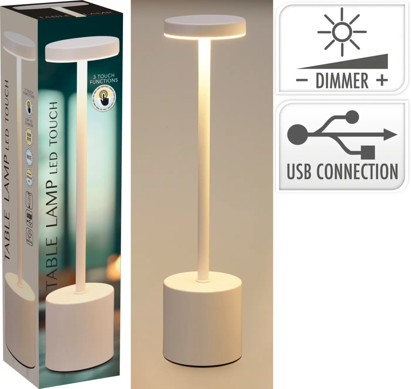 Koopman I. Tischlampe 8x34 cm Weiss