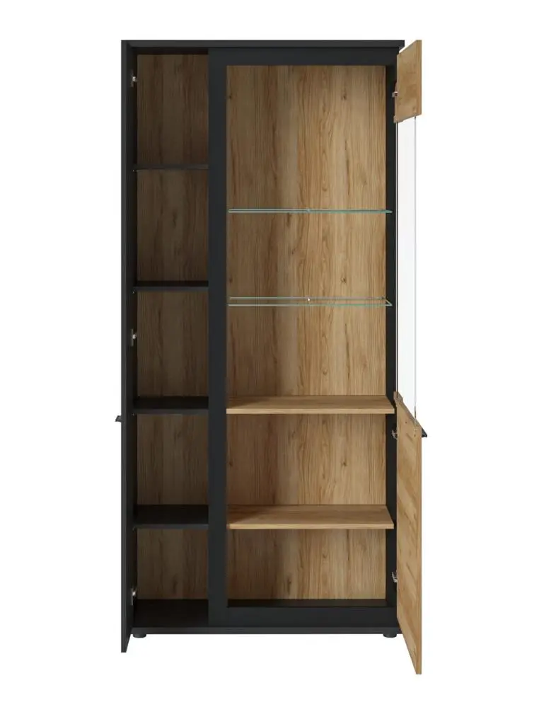 Wojcik Vitrine Mellorca Grau inkl. LED-Beleuchtung, ca. 93x199x37 cm