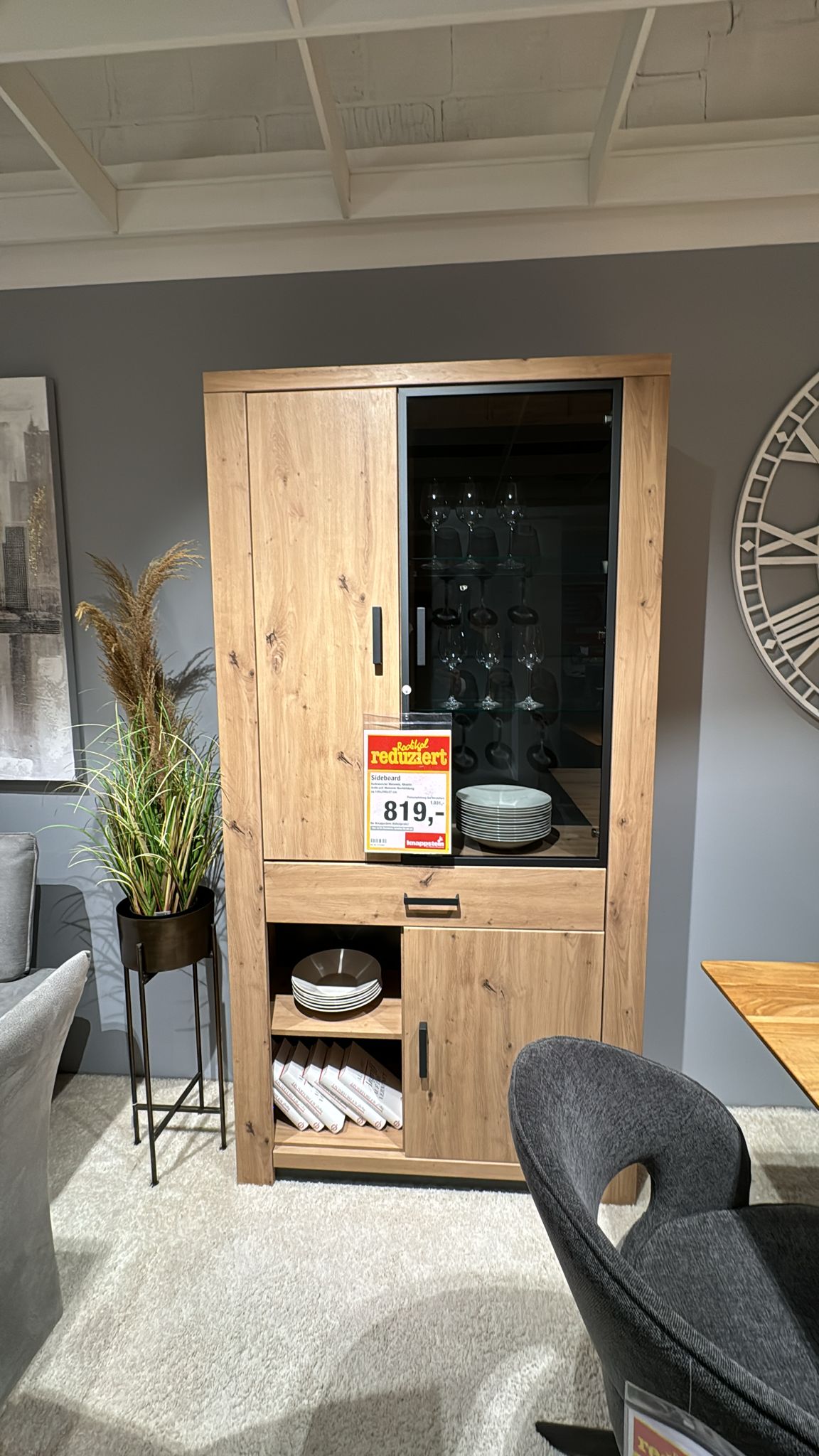 Vitrine/Sideboard Brüssel ca. 105x208x37 cm