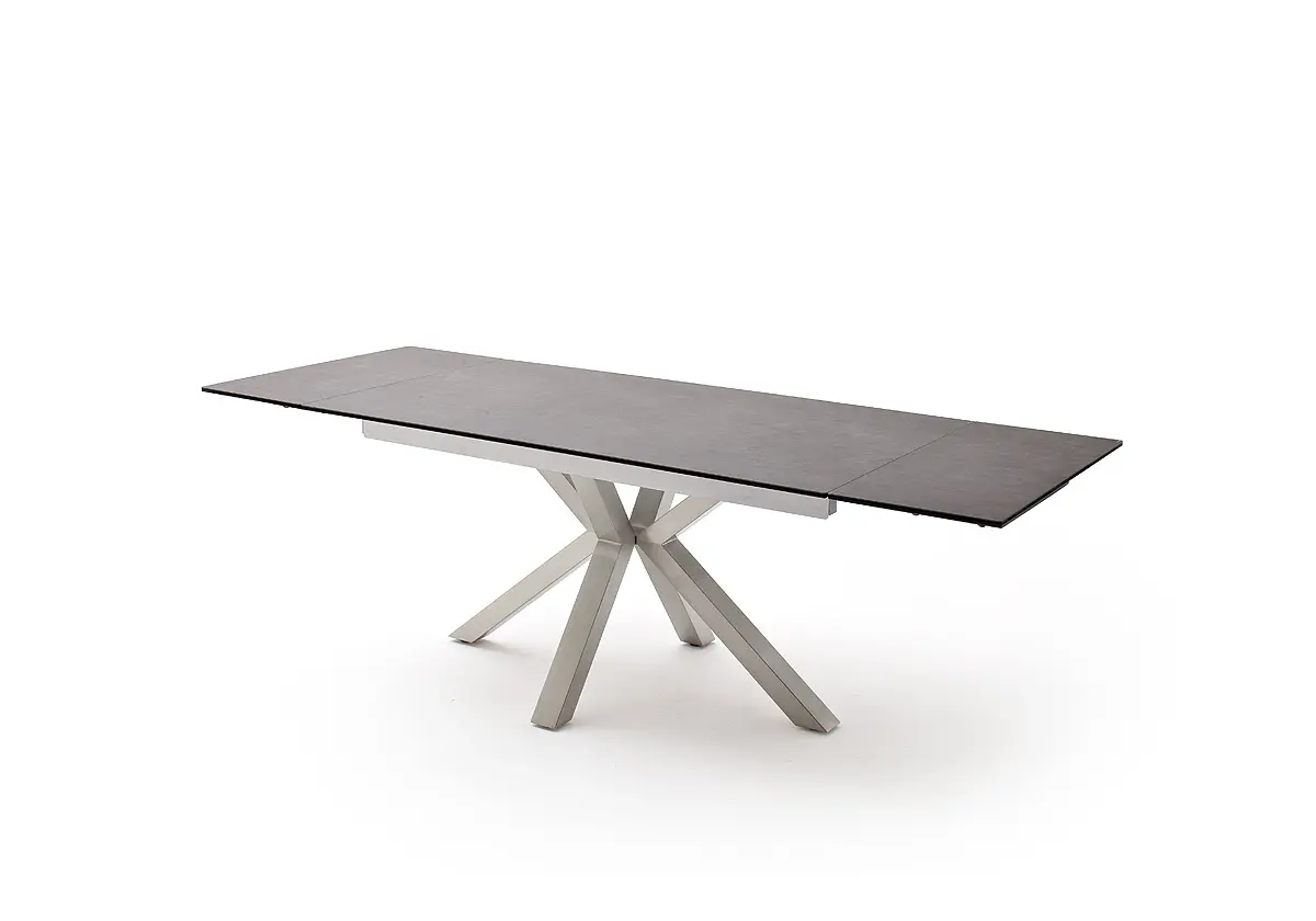 MCA Esstisch Nagano Anthrazit Säule Edelstahl ca.160(240)x76x90 cm