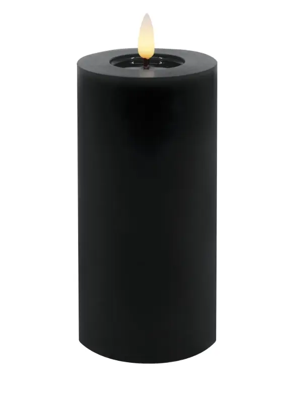 LC Wholesaler LED Stumpenkerze Winter Echtwachs black smooth 10x25 cm