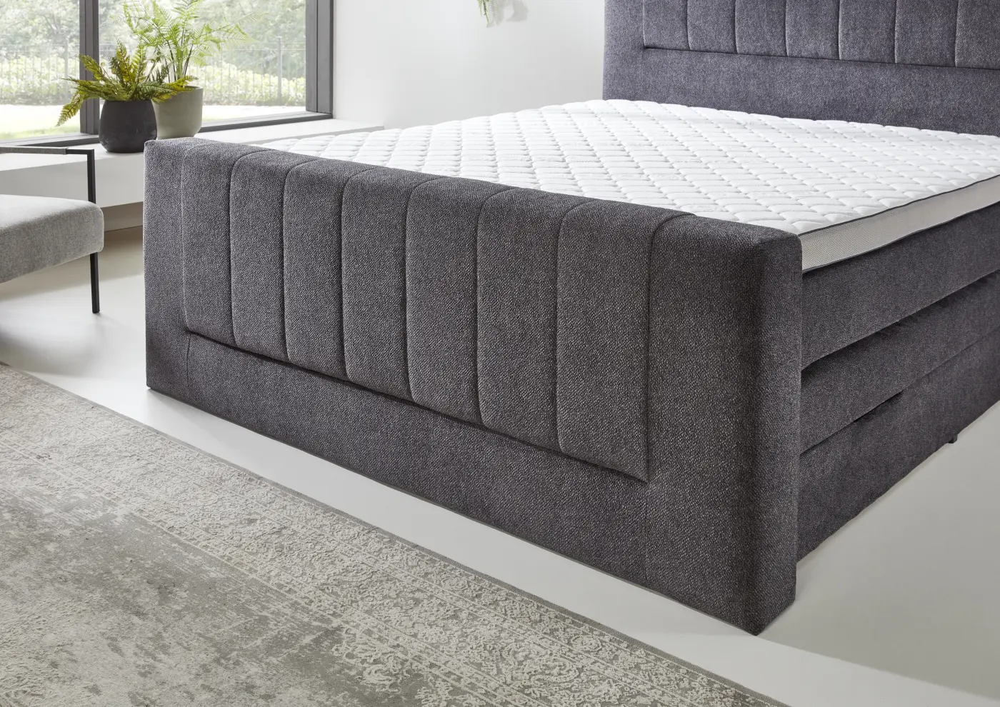 Sun Garden Boxspringbett Kenosha inkl. Bettkasten Anthrazit ca. 180x200 cm