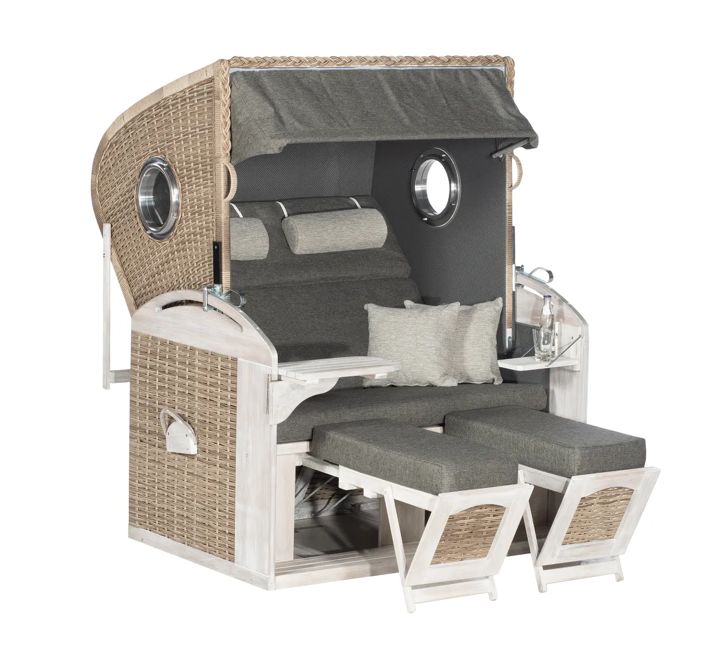 Müsing Strandkorb Rustikal Comfort XL mit Bullaugen anthrazit