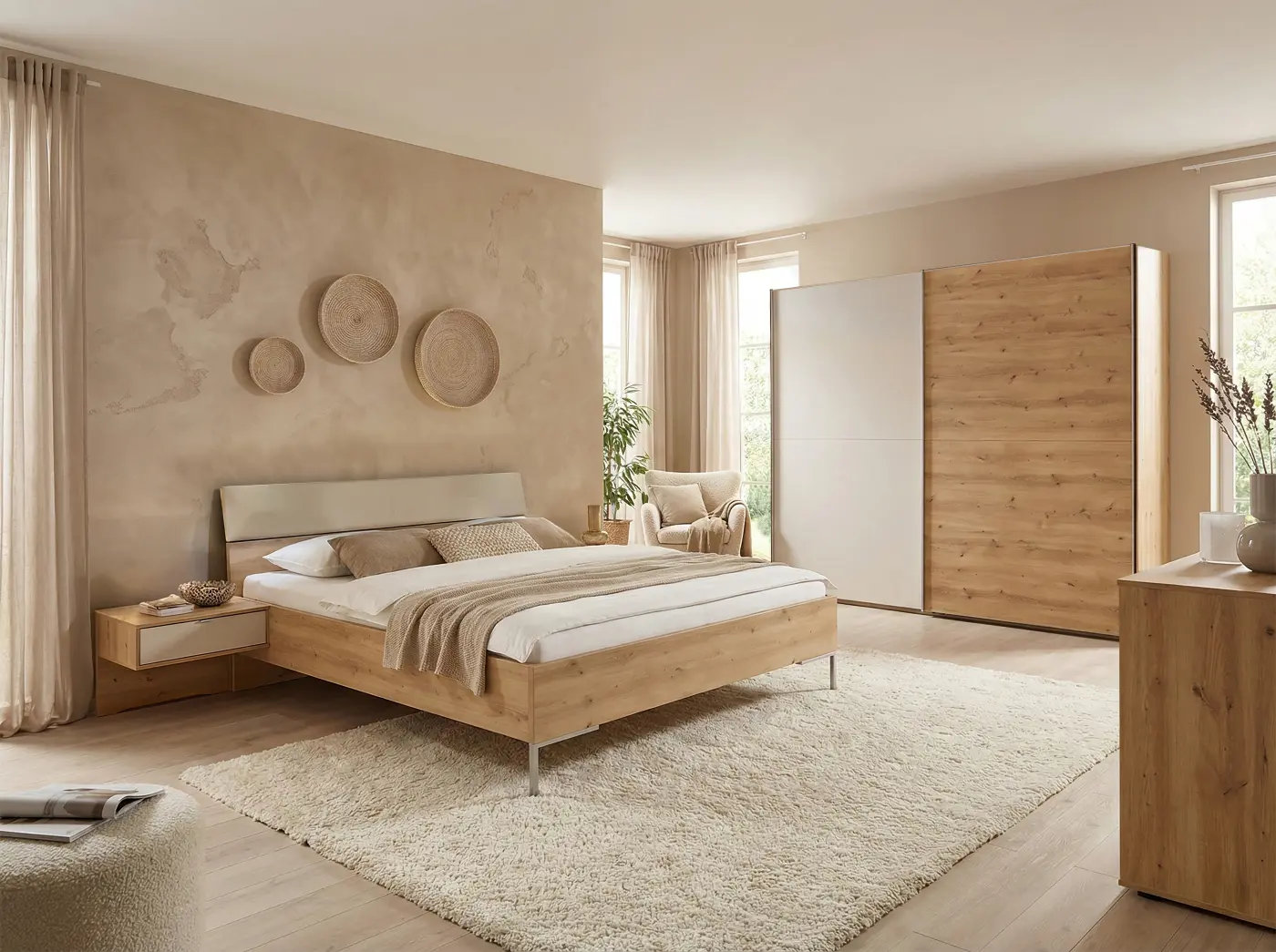 Wiemann Schlafzimmer Texel Bianco Eiche NB/Champagner  - ohne Zusatzausstattung -