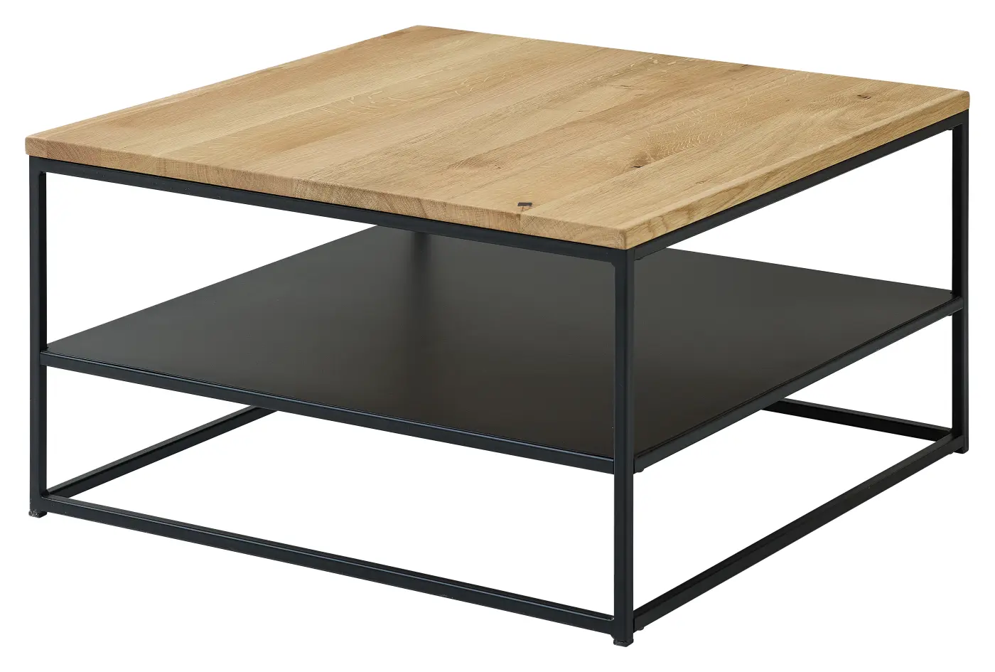 Stolkom Couchtisch Tilda Eiche Massiv/Schwarz ca. 75x40x75 cm