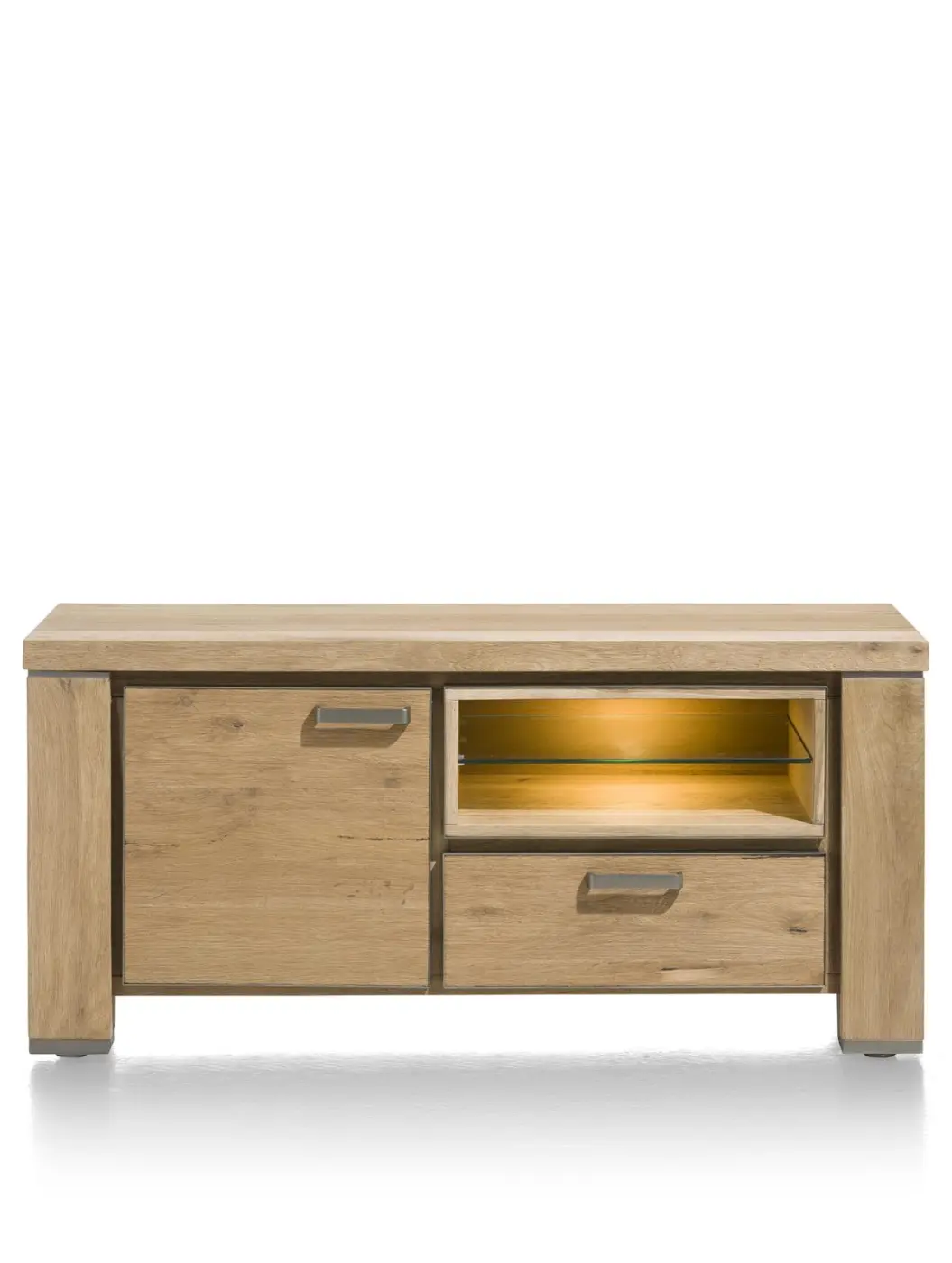 Habufa Lowboard Canova 39587RWB, Eiche Railway braun furniert, Griff: silber, ca.130x60x45 cm