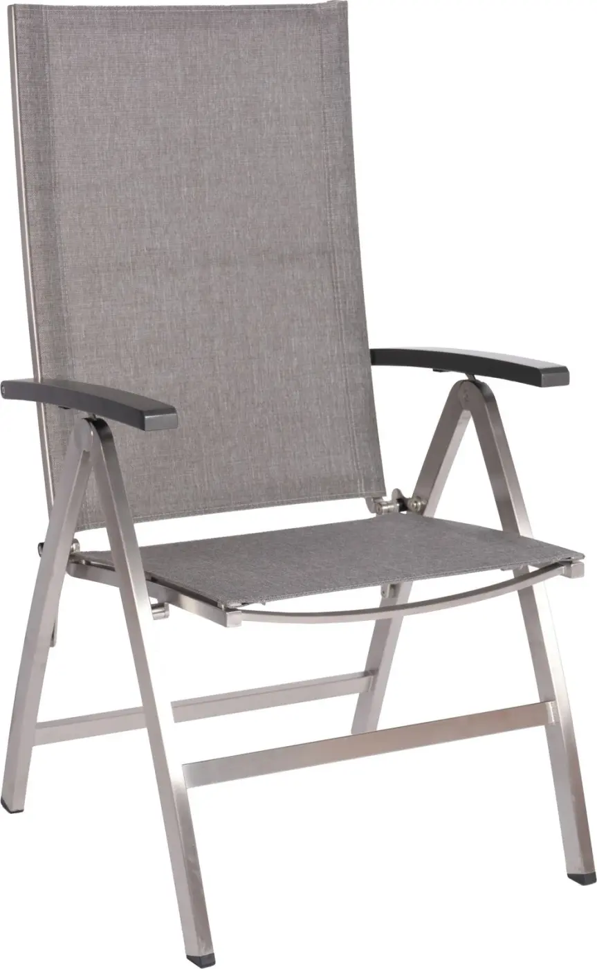 Stern Klappsessel 416932 Mika ca. 60x62x111 cm Edelstahl mit Bezug Textilen Leinen Grau mit Aluminiumarmlehnen Anthrazit