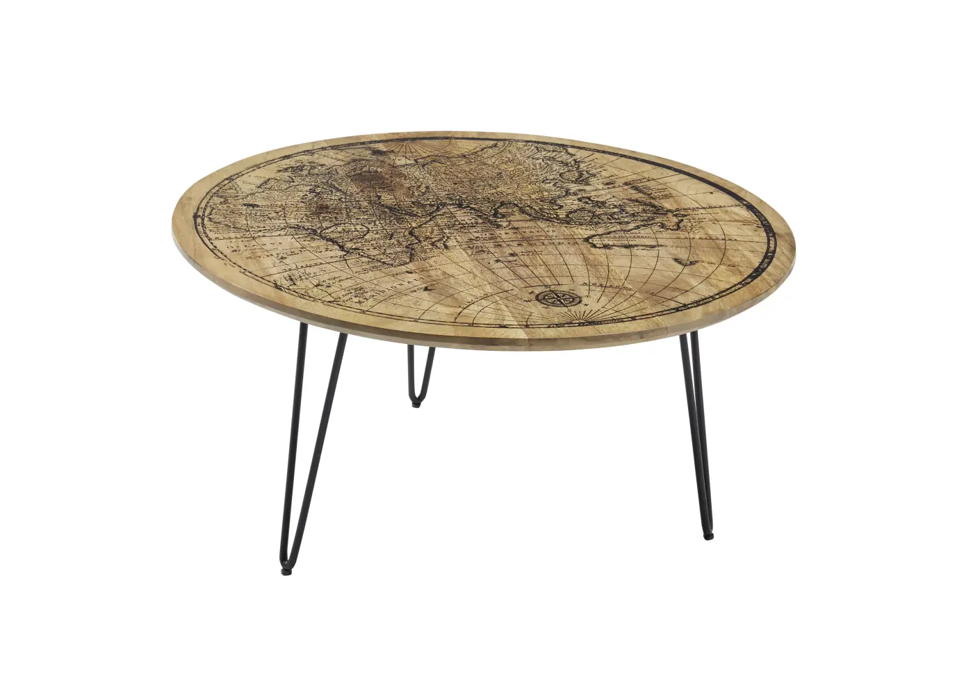 Couchtisch Mango Wood/Aufdruck Weltkarte BHT ca.  90x 45x90 cm