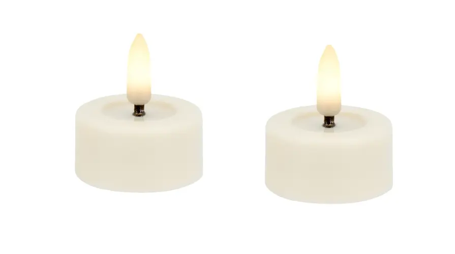 LC Wholesaler LED Teelichter 2-er Set Kunststoff Cream 6,8x3 cm