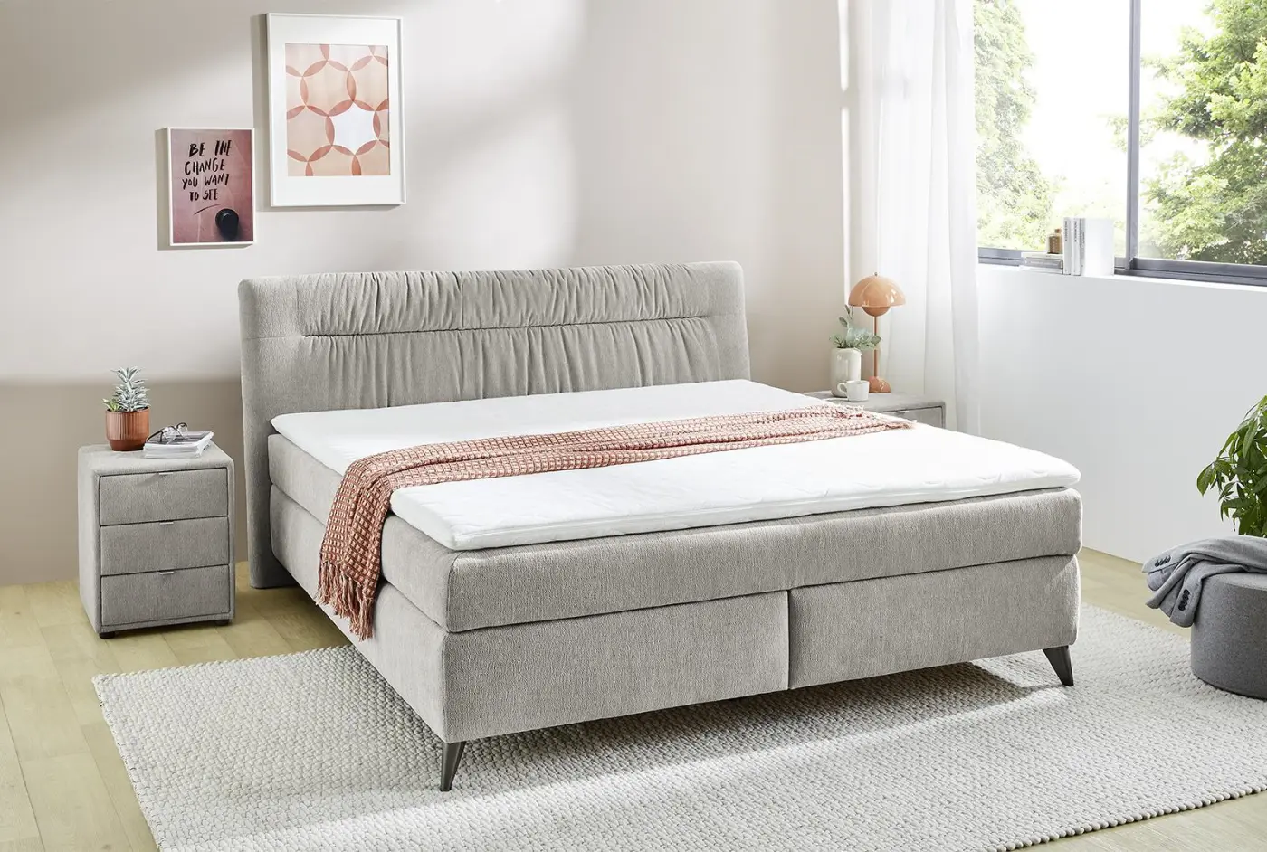 Jockenhöfer Boxspringbett Inka grau 180x200 cm