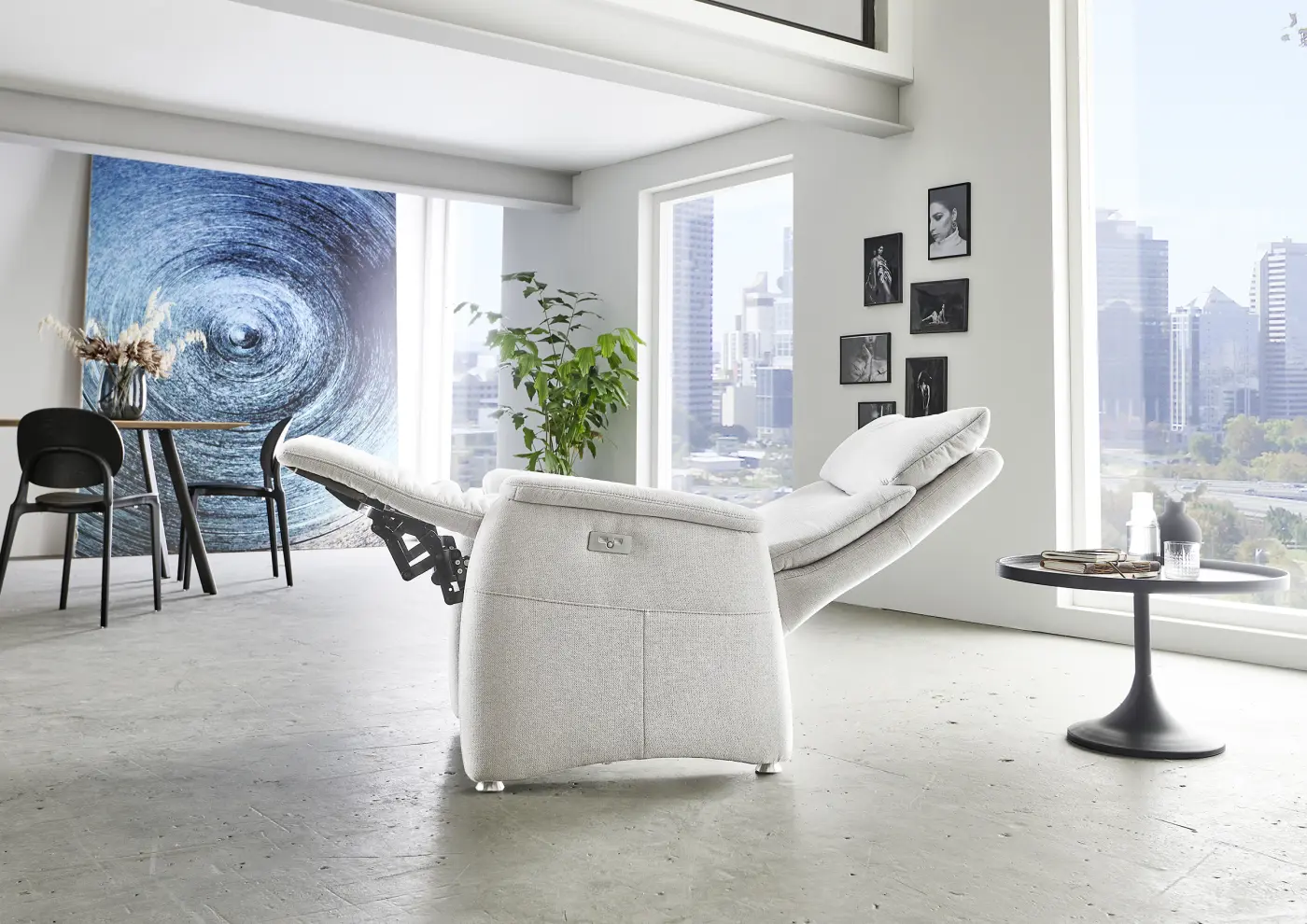MDS Steinpol Polsteria Relaxsessel Lodi Comfort RelaXX Type 1230, Bezug: Sofia clean silver, manuelle Verstellung mit Gasdruck und manueller Kopfteilverstellung