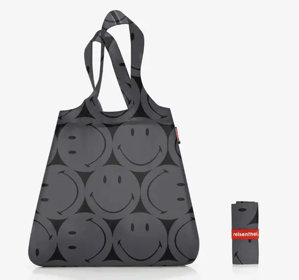 Reisenthel mini maxi shopper smiley grey 43.5x60x7 cm