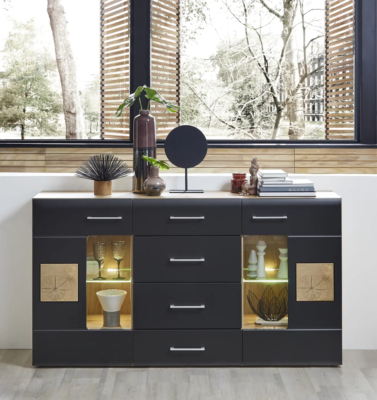 Innostyle Sideboard Sonate schwarz, braun, Eiche, Holz Innostyle Sideboard Sonate schwarz, braun, Eiche, Holz