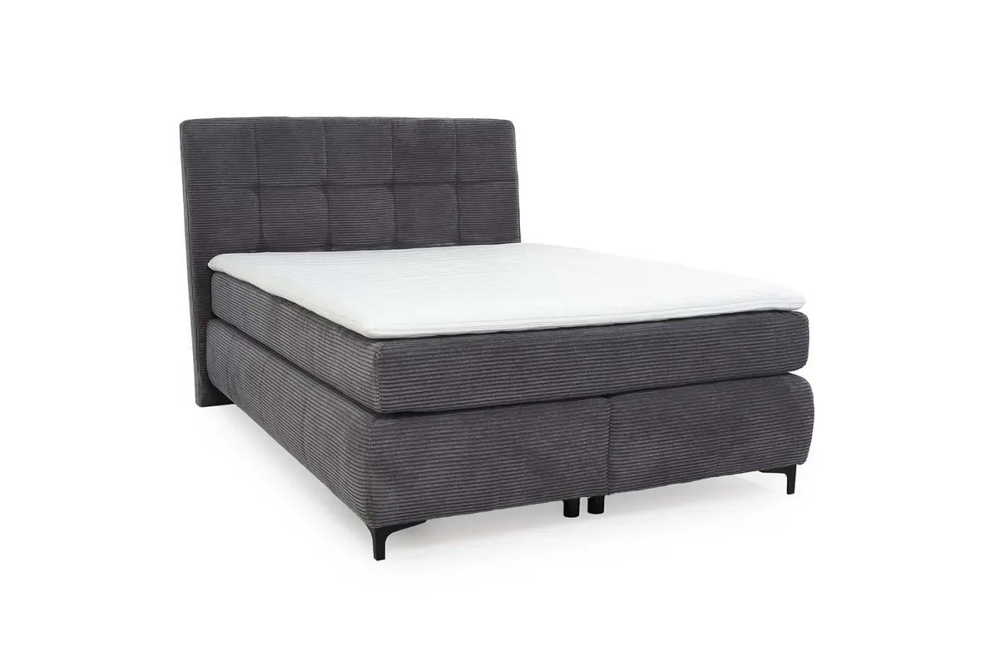 Jockenhöfer Boxspringbett Beatrice Cord Dunkelgrau ca. 140x200 cm