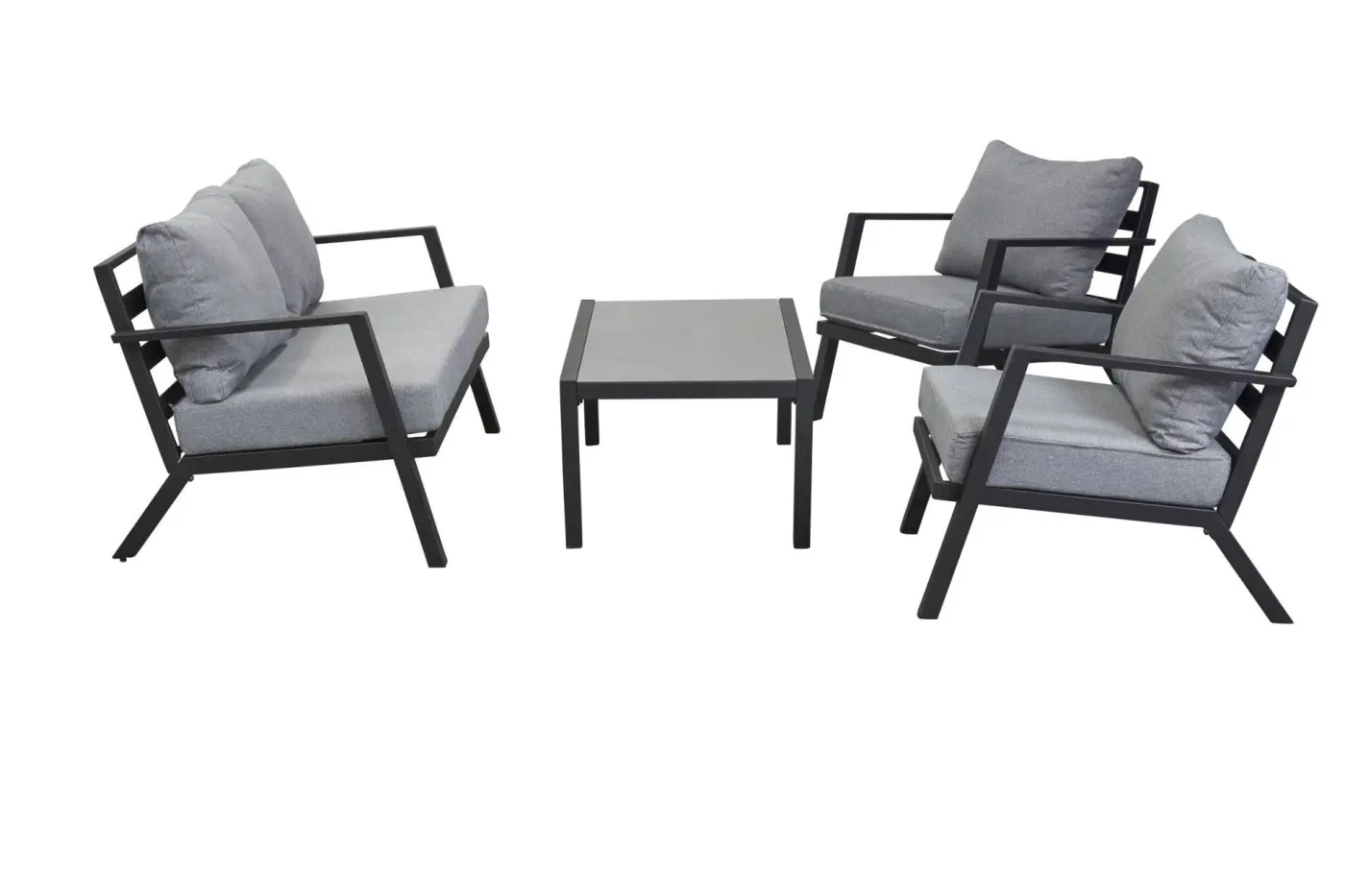 LC Garden Lounge Set 229649 Sondrino 4 tlg. Schwarz/Silber / Betonoptik