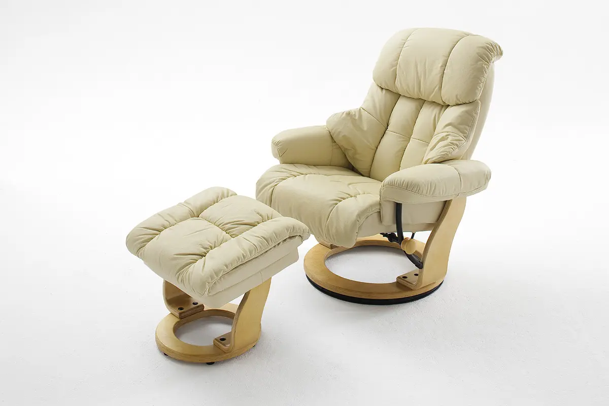 MCA Relaxsessel Calgary Leder Creme inkl. Hocker  ca.90x104x91 cm