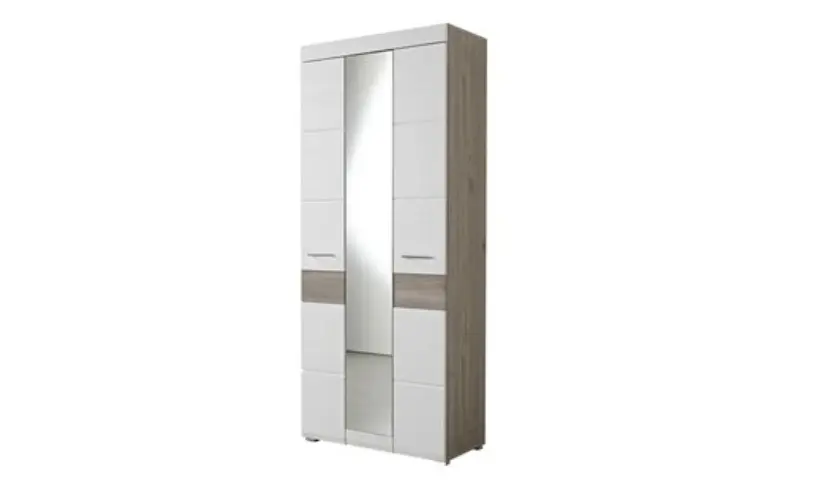 Innostyle Garderobenschrank Funny Weiß/Silbereiche ca. 84x200x40 cm